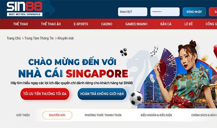 SIN88 là nhà cái này đến từ SINGAPORE được phát triển bởi Play Tech